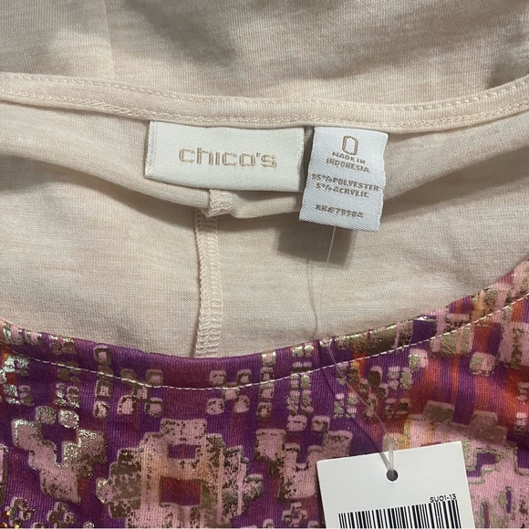 NWT Chicos Beige Gold Colorful Geometric Print T Shirt - Picture 4 of 4